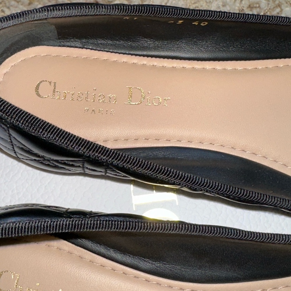 Dior Black Quilted Cannage Flats with Bow and Pearl Size 40. GREAT CONDITION - Picture 5 of 12